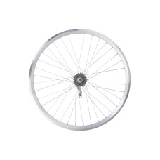 Колесо задн. VLT 28" AL 36H двост. дорожн. silver; Втулка тормозна VELOSTEEL (Чехія) на гайках