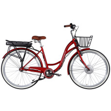 Велосипед з електроприводом 28" ST Dorozhnik eAQUAMARINE BH рама-19" 36B 13А*г 500Вт бордовий YS 2476 з кошиком 2026 Велосипед з електроприводом 28" ST Dorozhnik eAQUAMARINE BH рама-19" 36B 13А*г 500Вт бордовий YS 2476 з кошиком 2026