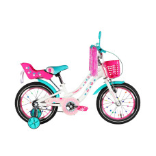 Велосипед ST 16" Formula Kid FLOWER PREMIUM BH рама-8,5" білий з рожевим та бірюзовим 2026 Велосипед ST 16" Formula Kid FLOWER PREMIUM BH рама-8,5" білий з рожевим та бірюзовим 2026